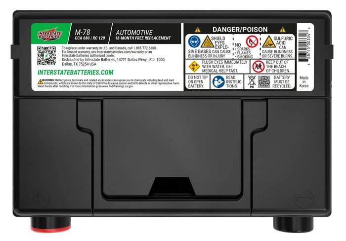 Interstate Batteries Flooded Battery, Group Size 78, 680CCA