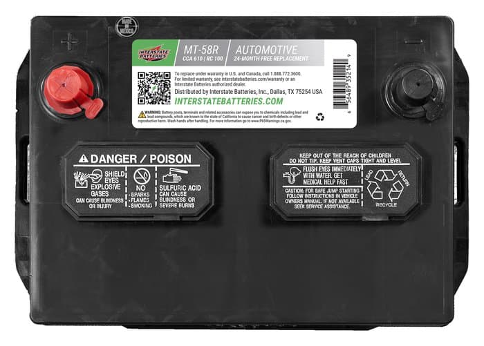 Interstate Batteries Flooded Battery, Group Size 58R, 610CCA