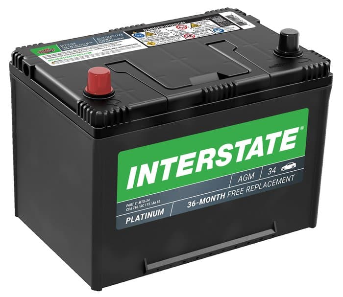 Interstate Batteries AGM 12V Battery, Group Size 34, 740CCA