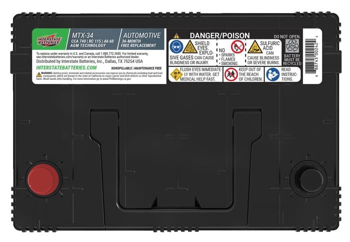 Interstate Batteries AGM 12V Battery, Group Size 34, 740CCA