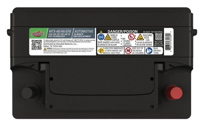 Interstate Batteries EFB Battery, Group Size 48/H6, 750CCA