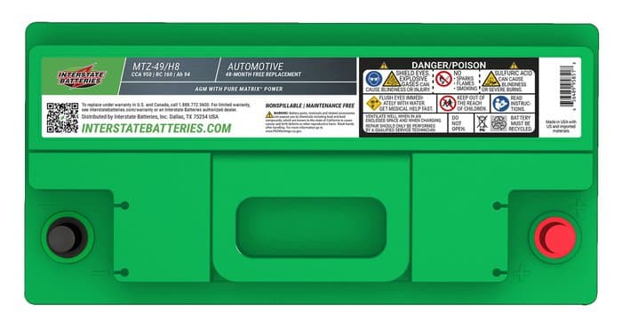 Interstate Batteries AGM Battery, Group Size 49/H8, 950CCA