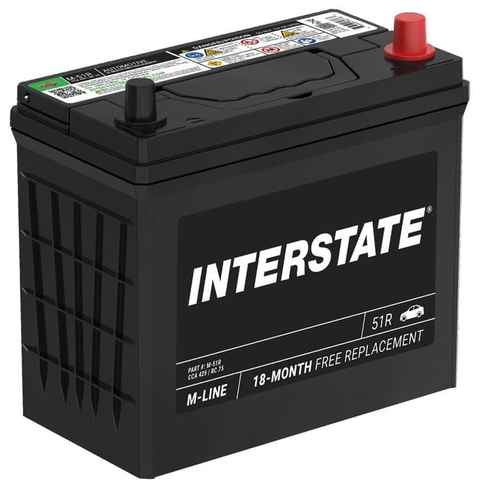 Interstate Batteries Flooded Battery, Group Size 51R, 425CCA