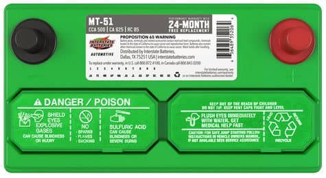 Interstate Batteries Flooded Battery, Group Size 51, 500CCA