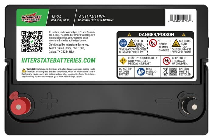 Interstate Batteries Flooded Battery, Group Size 24, 530CCA