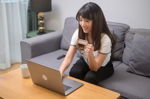 Girl At Laptop Credit Card