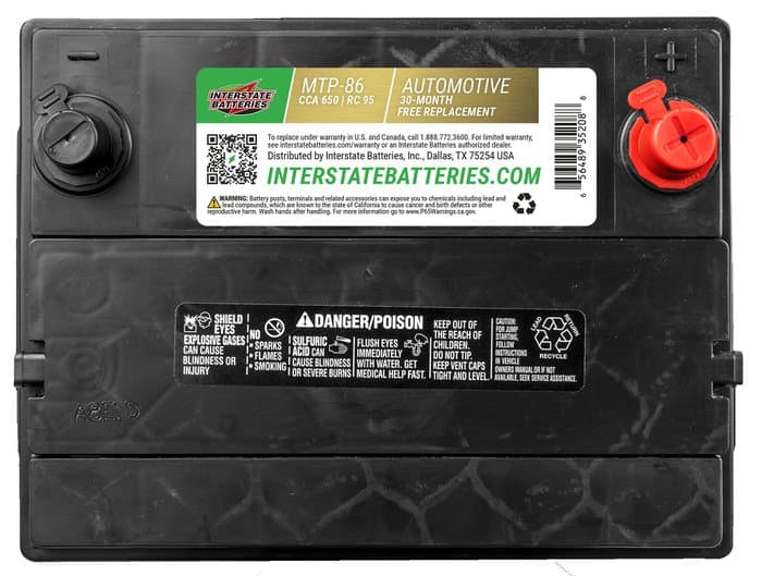 Interstate Batteries Flooded Battery, Group Size 86, 650CCA