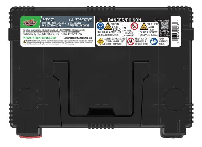 Interstate Batteries AGM Battery, Group Size 78, 740CCA