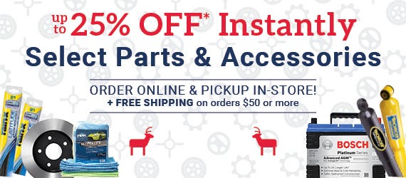 Up To 25% Off Your Online Purchase Of Select Parts And Accessories
