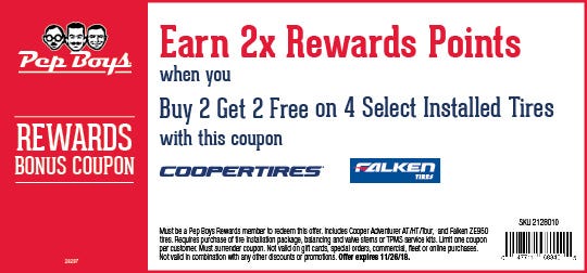 Online Printable Coupons 2 Get Free On 4 Select Installed 2 Get Free On 4 Select Installed Tires